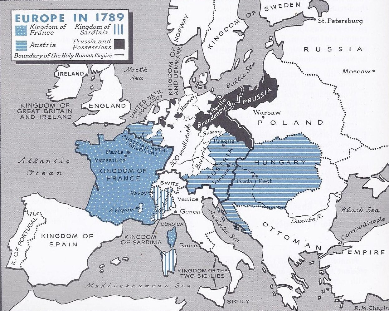 Карта европы 1789 года