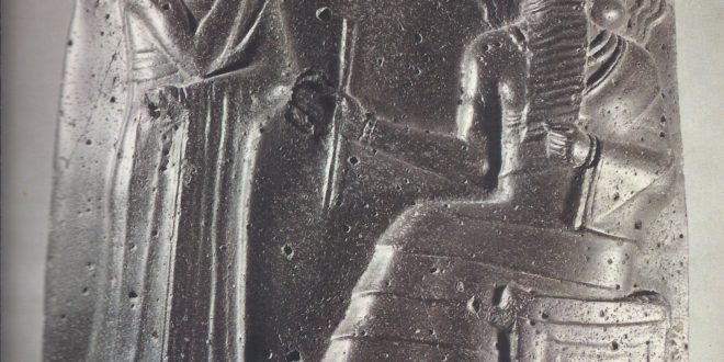 Relief on the stele of Hammurabi. The king is standing before divinity, who is probably Shamash, the sun god, regarded as the law-giver.