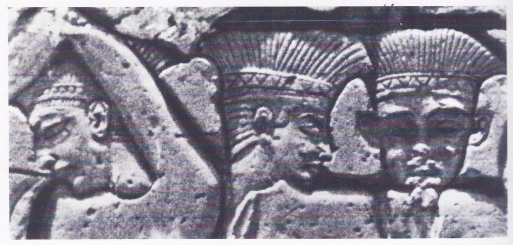 Detail showing three of the prisoners. From Medinet-Habou.

