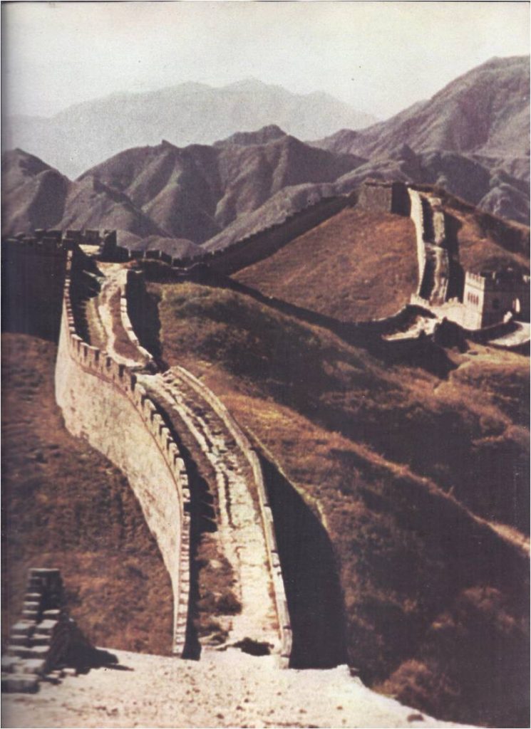 The Great Wall extends across some 1,400 miles of northern China. The section illustrated remains as it was when rebuilt by the Ming emperors (A.D. 1368-1644). The Wall had some 25,000 watchtowers and models of it were a popular subject of Chinese art.