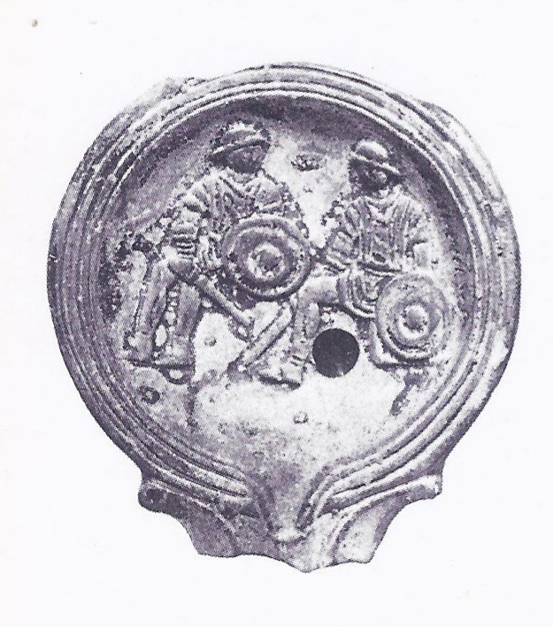 Roman soldiers; an oil lamp